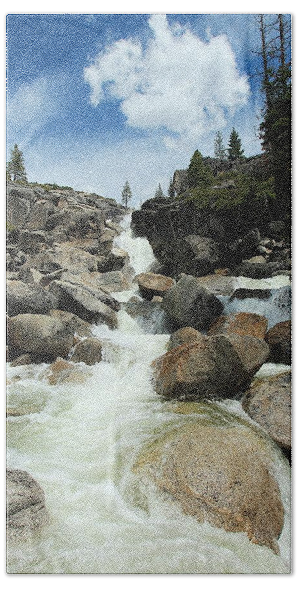 Sierra Nevada Beach Towel featuring the photograph Enjoy A Waterfall by Sean Sarsfield