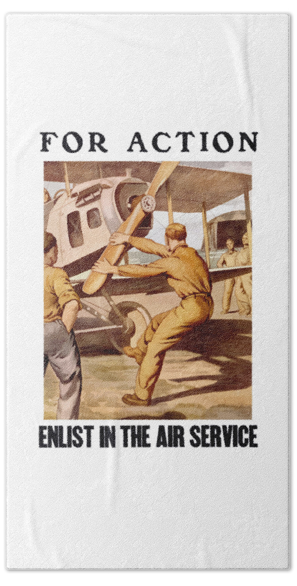 Air Force Beach Towel featuring the painting Enlist In The Air Service by War Is Hell Store