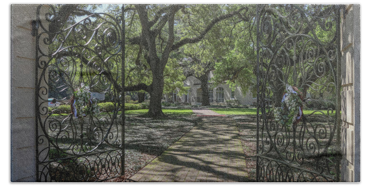Ul Beach Towel featuring the photograph Entrance Gate to UL Alum House by Gregory Daley MPSA