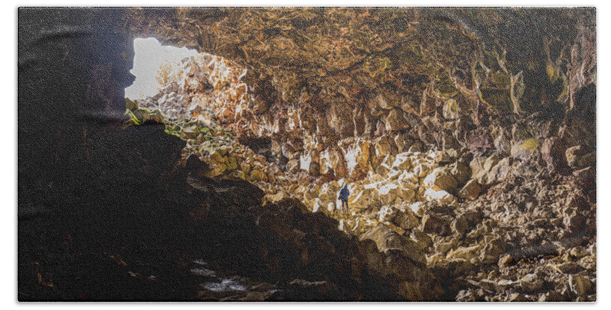 Landscape Beach Towel featuring the photograph Entrance to Skull Cave by Marc Crumpler