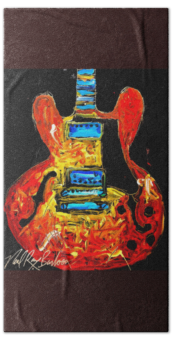 Guitar Gibson Es 335 Beach Sheet featuring the painting ES 335 San Antonio by Neal Barbosa