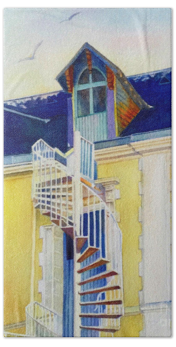 Escalier Beach Towel featuring the painting Escalier du Grenier by Francoise Chauray