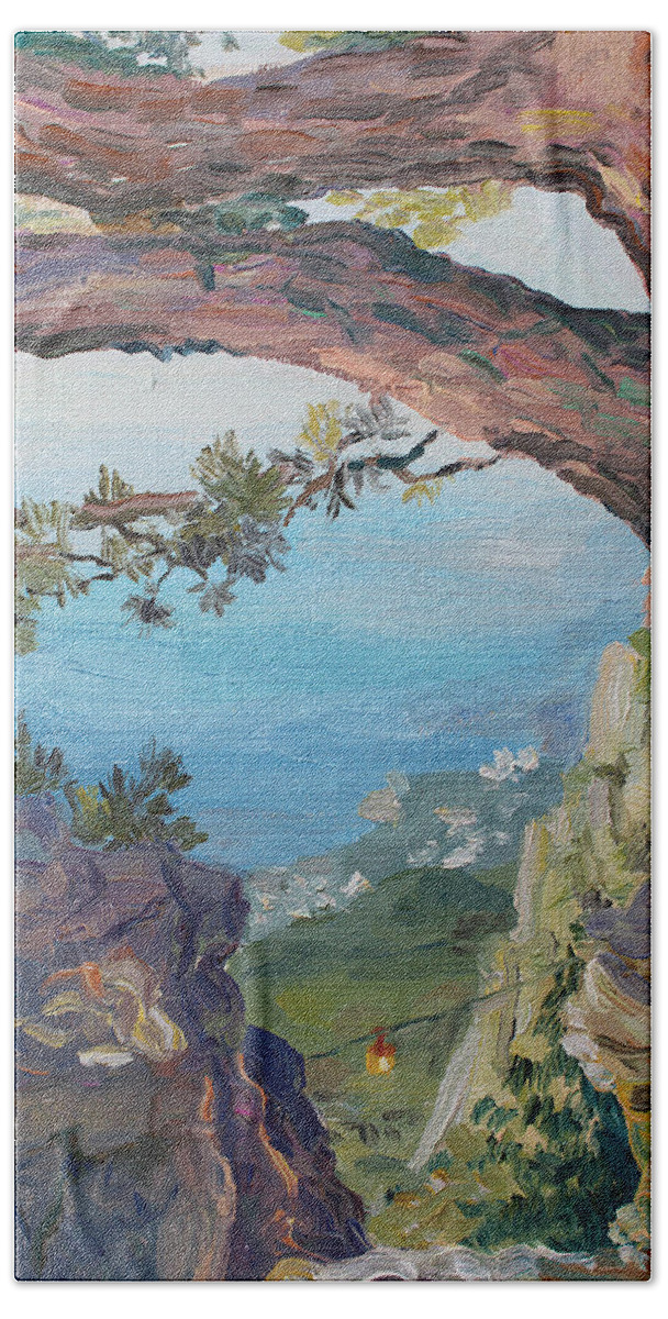 Ai-petri Beach Towel featuring the painting Eternal View. Ai-Petri Crimea by Alina Malykhina