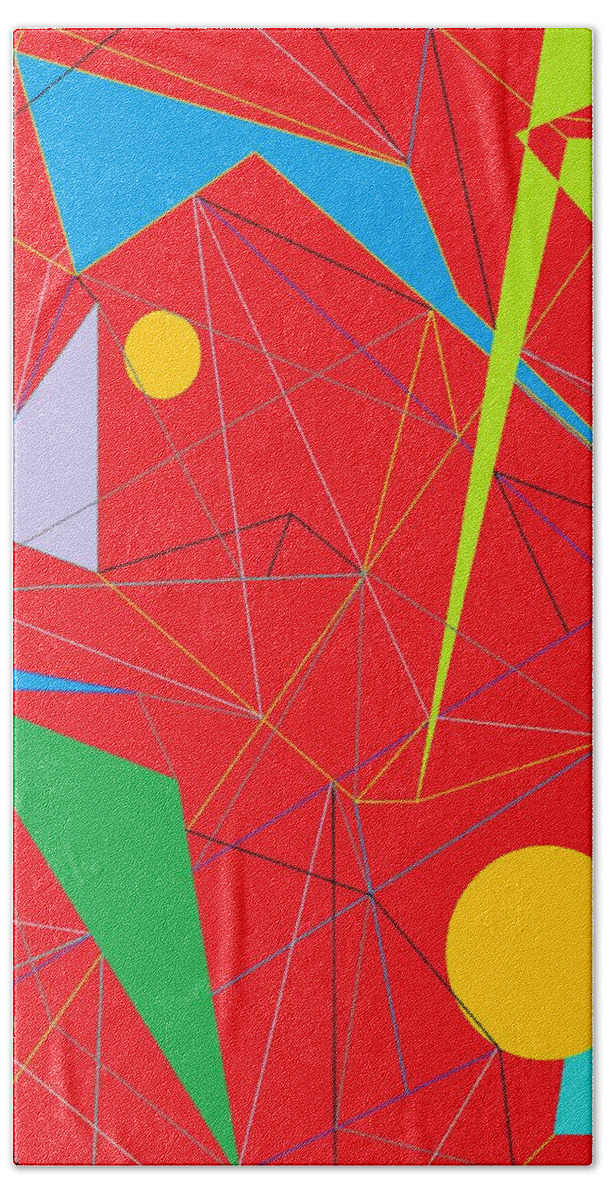Euclid Beach Towel featuring the painting Euclid's Spider Webs by Eloise Schneider Mote