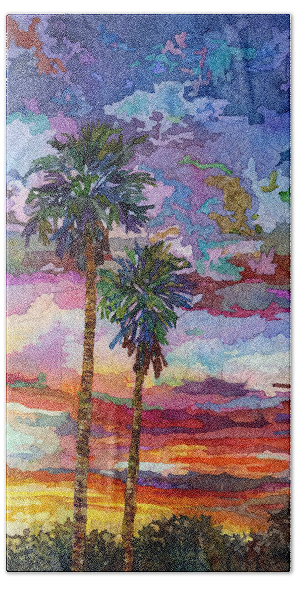 Sunset Beach Towel featuring the painting Evening Glow by Hailey E Herrera