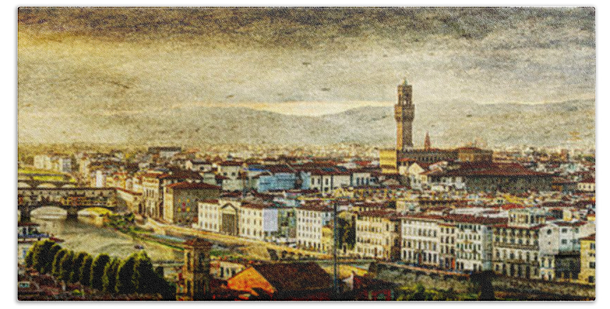 Florence Beach Towel featuring the photograph Evening in Florence - Vintage Version by Weston Westmoreland