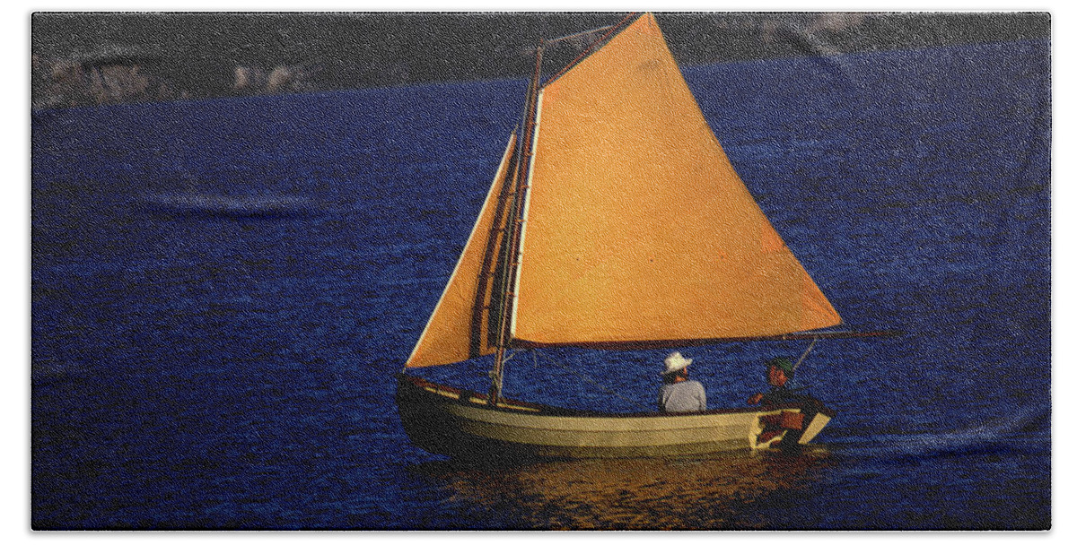 Sailboat Beach Towel featuring the photograph Into the Mystic by Dan McCool