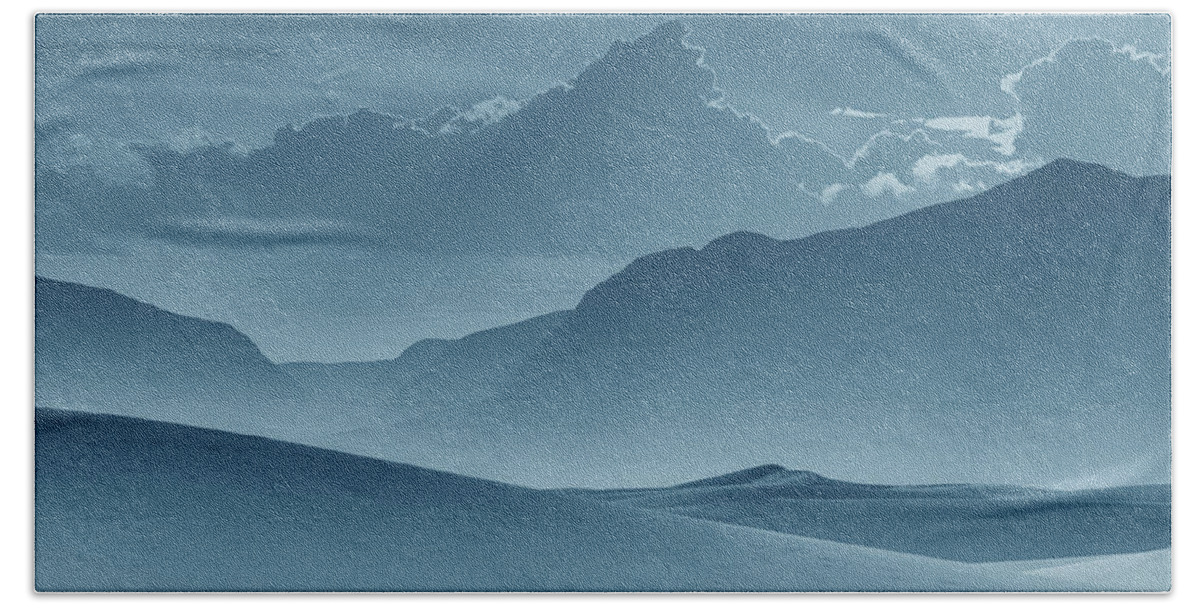 White Sands Beach Towel featuring the photograph Evening Stillness - White Sands - Duvet in Blue by Nikolyn McDonald