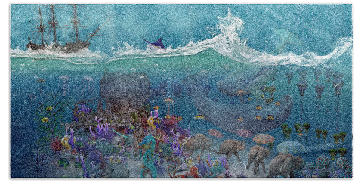 3d Beach Towel featuring the digital art Everything Under the Sea by Betsy Knapp