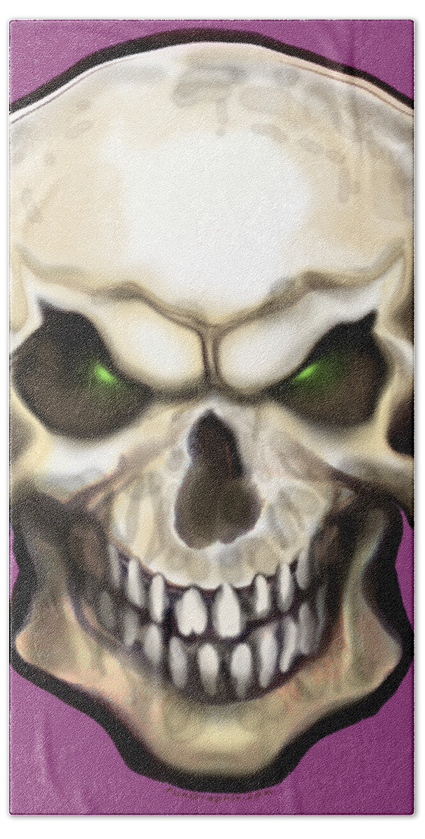 Skull Beach Towel featuring the painting Evil Skull by Kevin Middleton