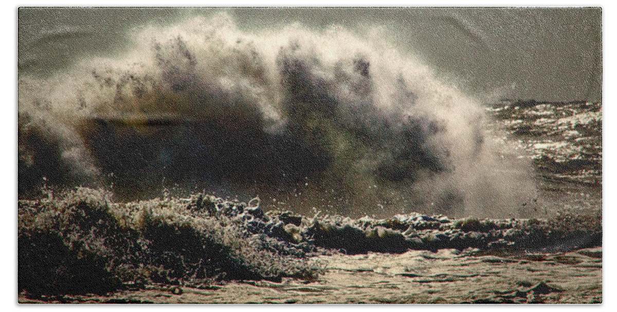 Atlantic Ocean Beach Towel featuring the photograph Explosion In The Ocean by Bill Swartwout
