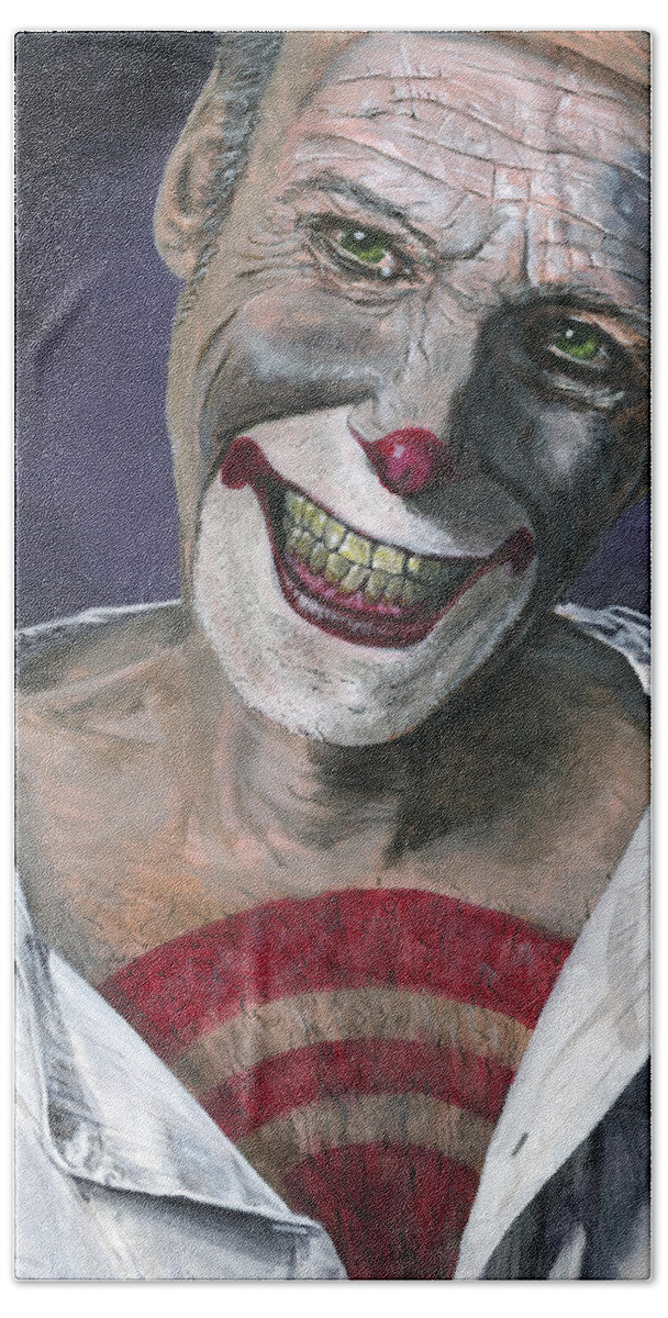 Clown Beach Towel featuring the painting Exposed by Matthew Mezo