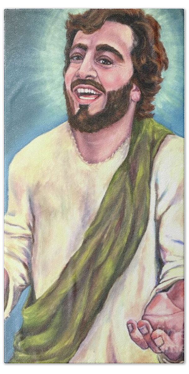 Exulted Laughing Jesus Beach Towel For Sale By Laura Napoli