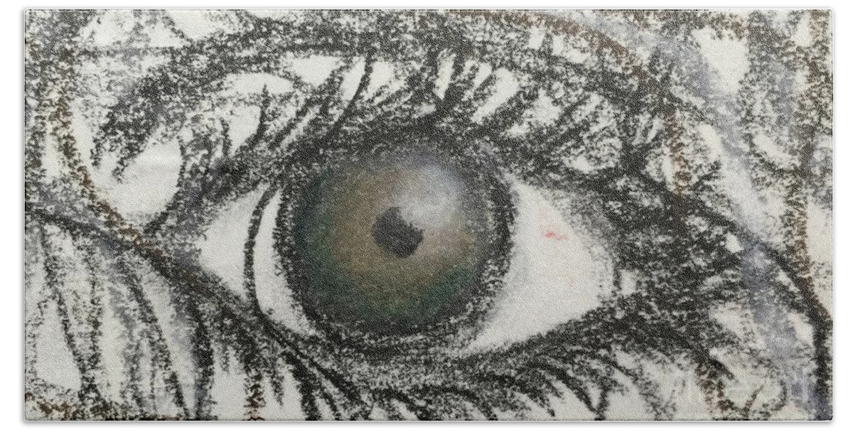 Eye Beach Towel featuring the drawing Eye Change With My Mood by Buffy Heslin