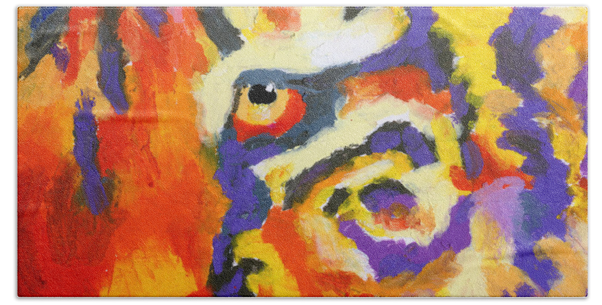 Tiger Beach Towel featuring the painting Eye of the Tiger by Stephen Anderson
