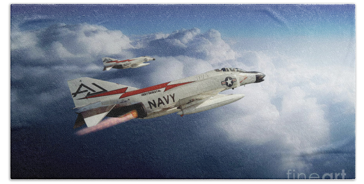 F-4 Beach Towel featuring the digital art F-4 Phantom VF-74 by Airpower Art