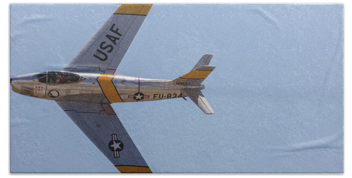 F-86 Beach Towel featuring the photograph F-86 Jolley Roger by John Daly