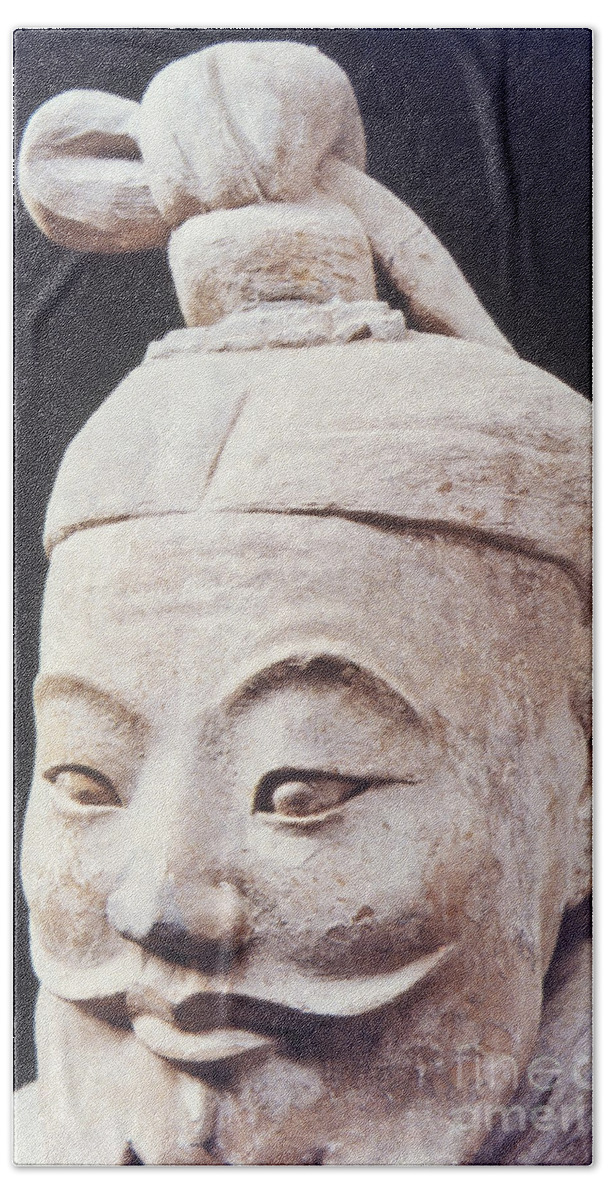 China Beach Sheet featuring the photograph Face of a Terracotta Warrior by Heiko Koehrer-Wagner