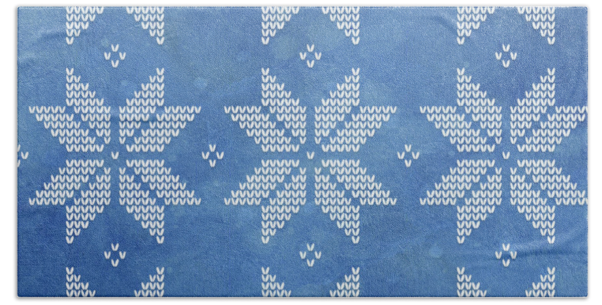 Fair Isle Beach Towel featuring the painting Fair Isle Pattern Snowflakes by Audrey Jeanne Roberts
