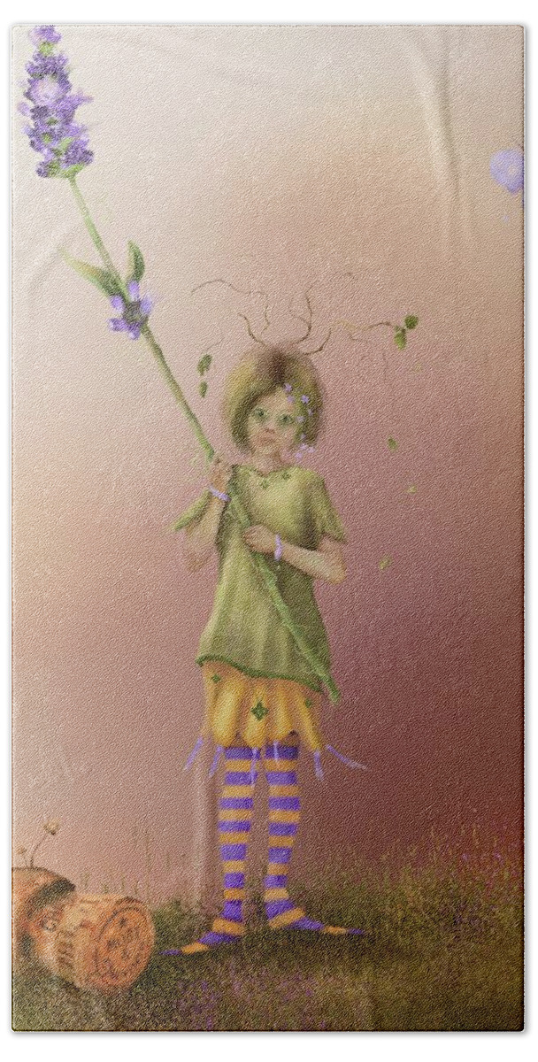 Fairy Magic Beach Towel featuring the painting Fairy Mia Lavender by Joe Gilronan