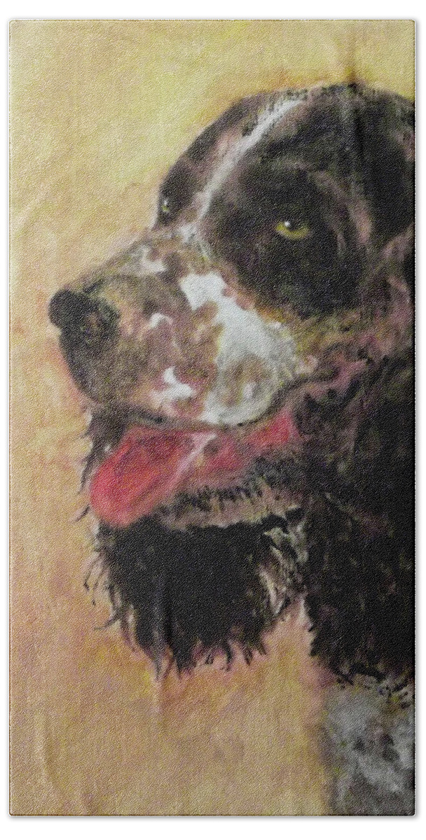 Dog Beach Towel featuring the painting Faithful spaniel by Richard James Digance