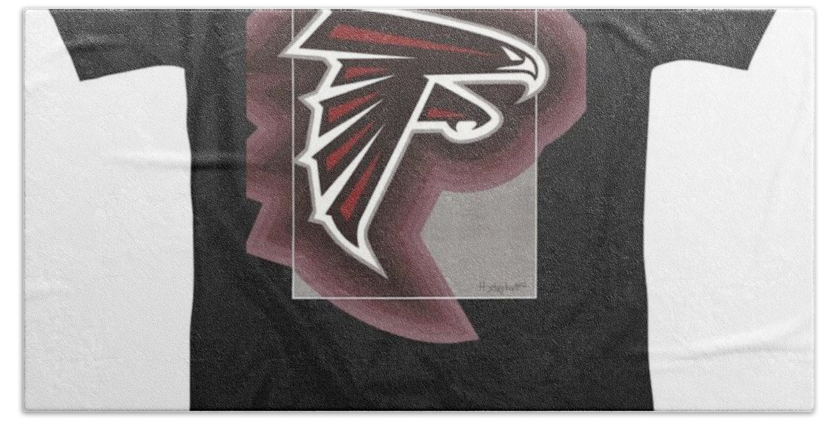  Beach Towel featuring the painting Falcons Logo by Herb Strobino