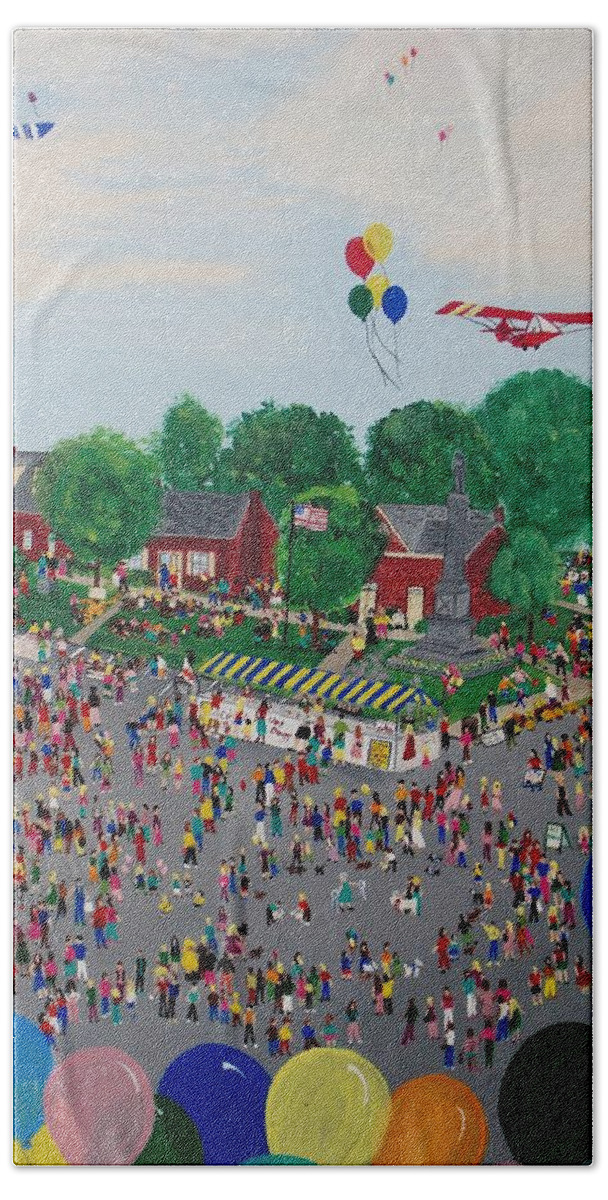 County Fair Beach Sheet featuring the painting Fall Fair by Virginia Coyle