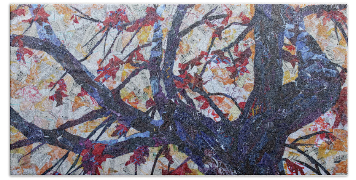 Tree Beach Towel featuring the painting Fall Remmants by Jenny Armitage