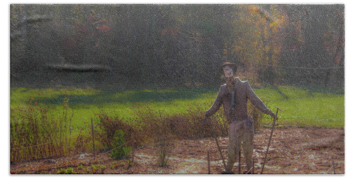 Fall Beach Towel featuring the photograph Fall Scarecrow by Dale Powell