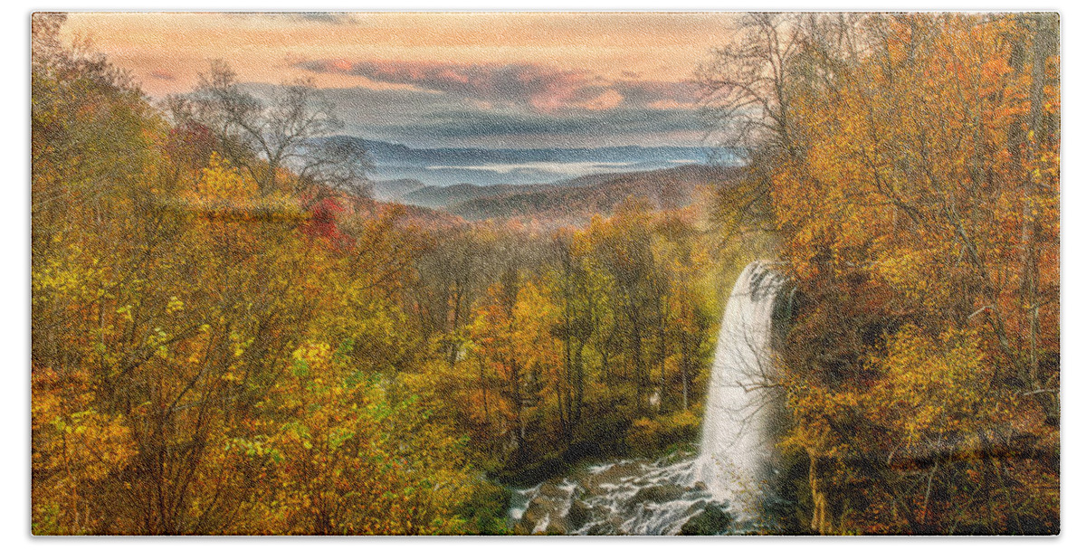 Waterfalls Beach Towel featuring the photograph Falling Spring Falls by Russell Pugh