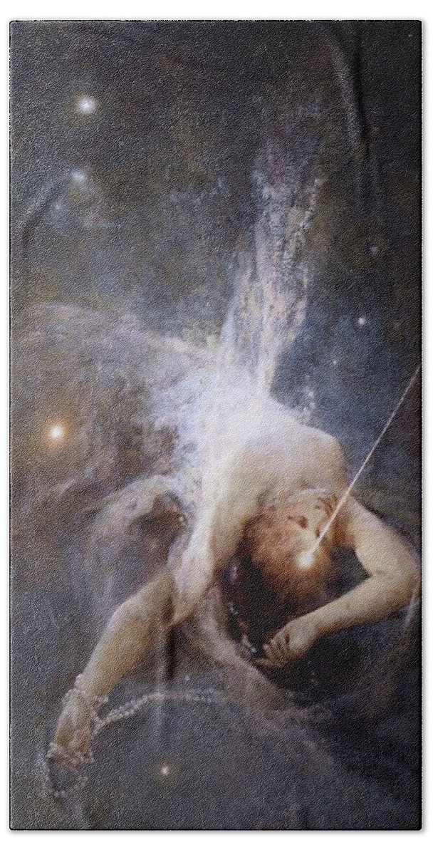 Falling Beach Towel featuring the painting Falling Star by Witold Pruszkowski