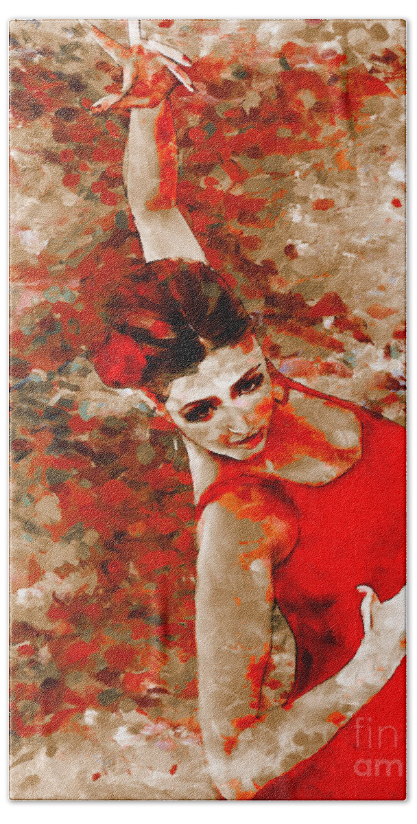 Flamenco Beach Towel featuring the painting Female dream dancer by Gull G