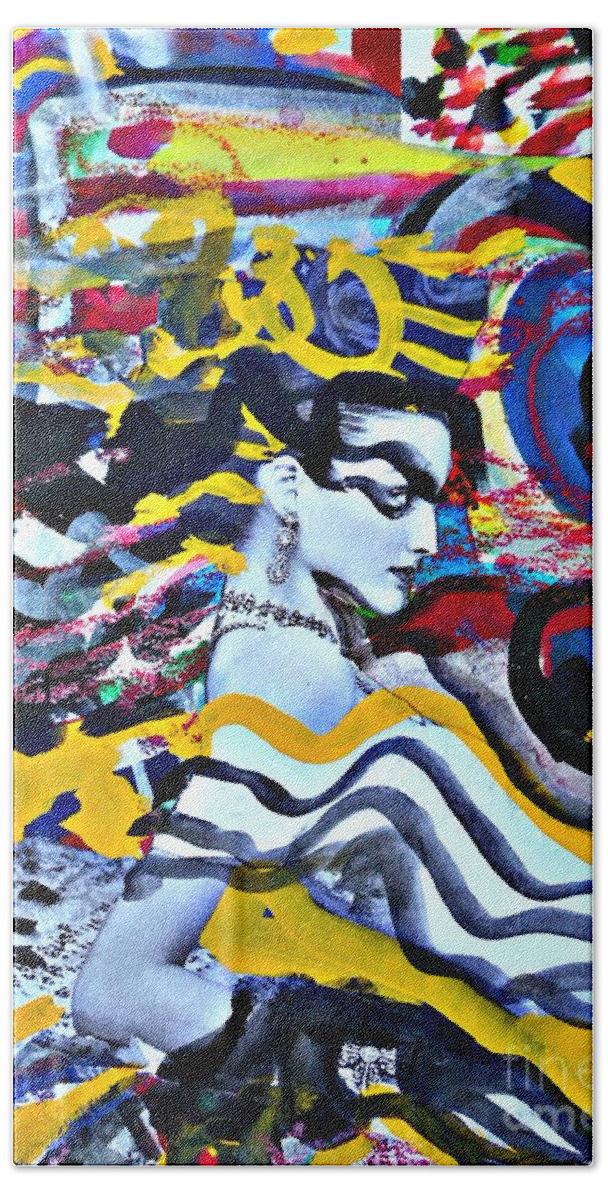 Katerina Stamatelos Art Beach Towel featuring the painting Femme-Fatale-41 by Katerina Stamatelos