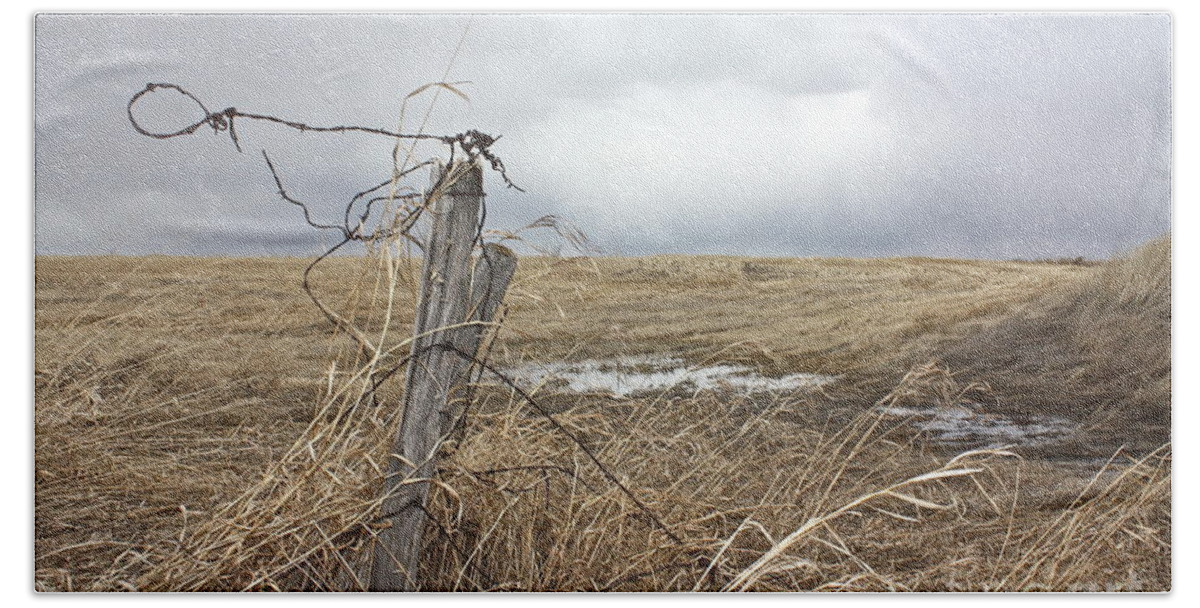Rural Beach Towel featuring the photograph Fencepost by Linda Bianic