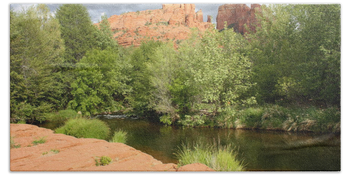 Cathedral Rock Beach Towel featuring the photograph Feng Shui in Sedona by Carol Groenen