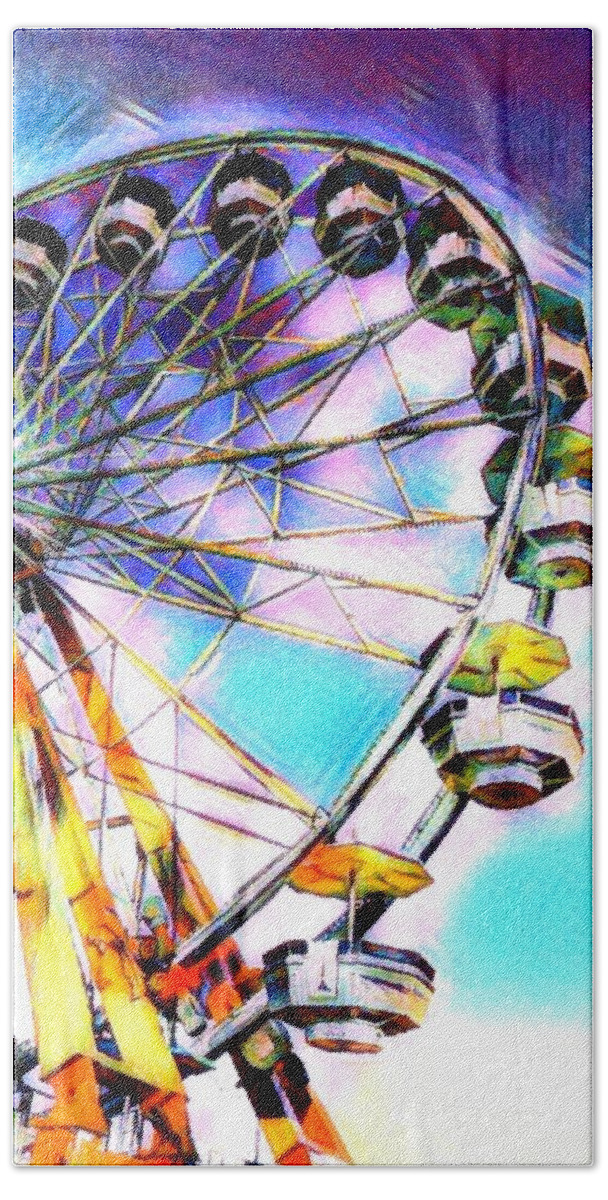 Ferris Wheel Beach Towel featuring the digital art Ferris Wheel Fun by Ally White