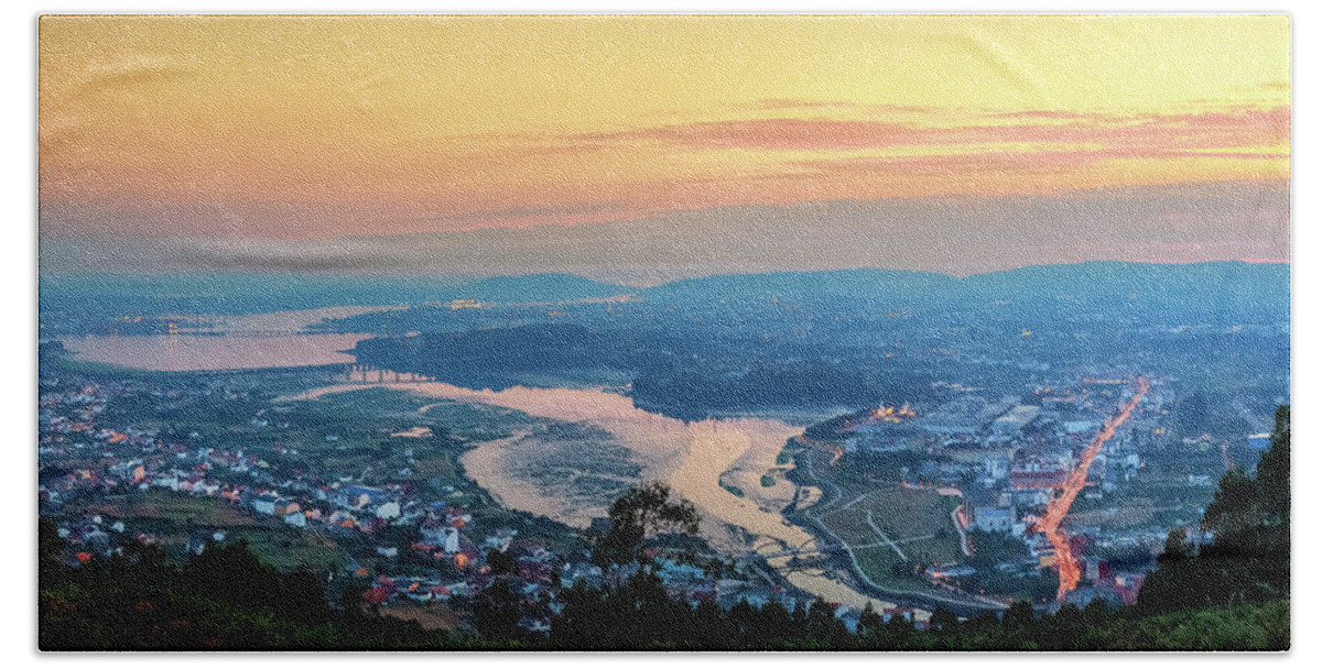 Ancos Beach Towel featuring the photograph Ferrol's Ria Panorama from Mount Ancos Galicia Spain by Pablo Avanzini