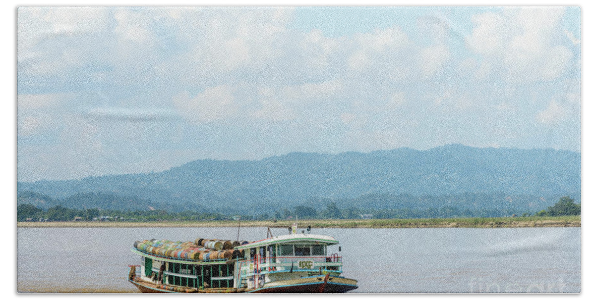 River Beach Towel featuring the photograph Ferry on the Chindwin 3 by Werner Padarin