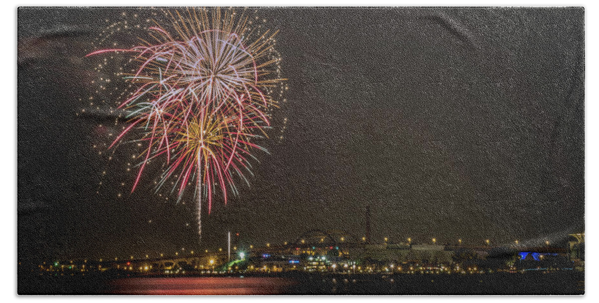 Fireworks Beach Towel featuring the photograph Festa Fireworks by Kristine Hinrichs