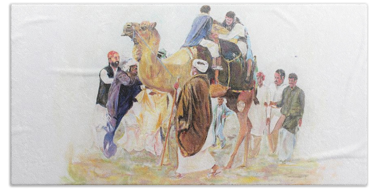 Festival Beach Towel featuring the painting Festivals enjoyment. by Khalid Saeed