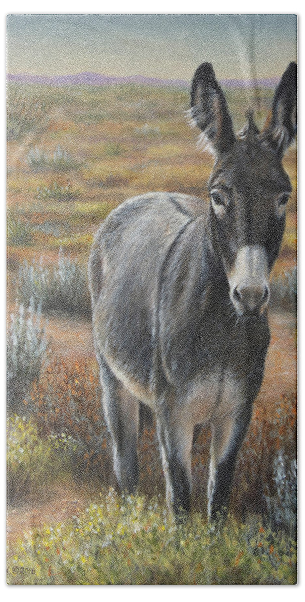 Donkey Beach Towel featuring the painting Festus by Kim Lockman