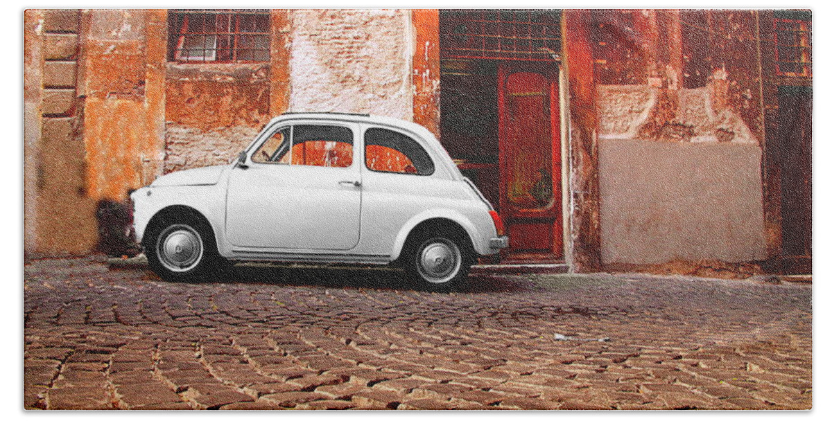 Fiat Beach Towel featuring the photograph Fiat 500 by Valentino Visentini