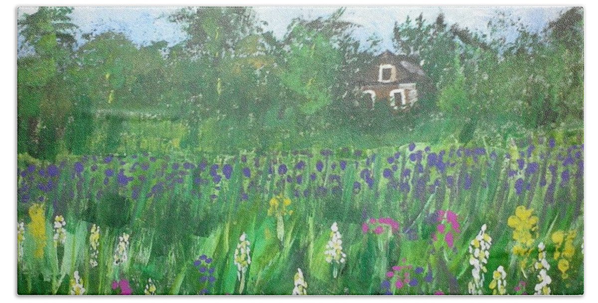 House Beach Towel featuring the painting Field of Wildflowers by Jimmy Clark