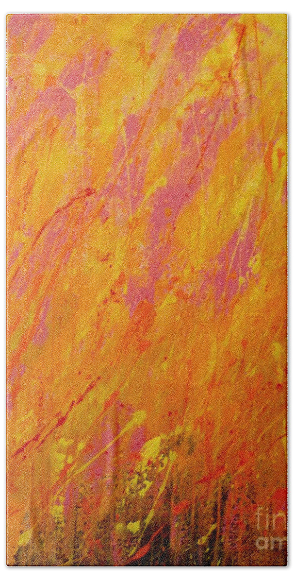 Abstract-painting Beach Towel featuring the painting Fiesta by Catalina Walker