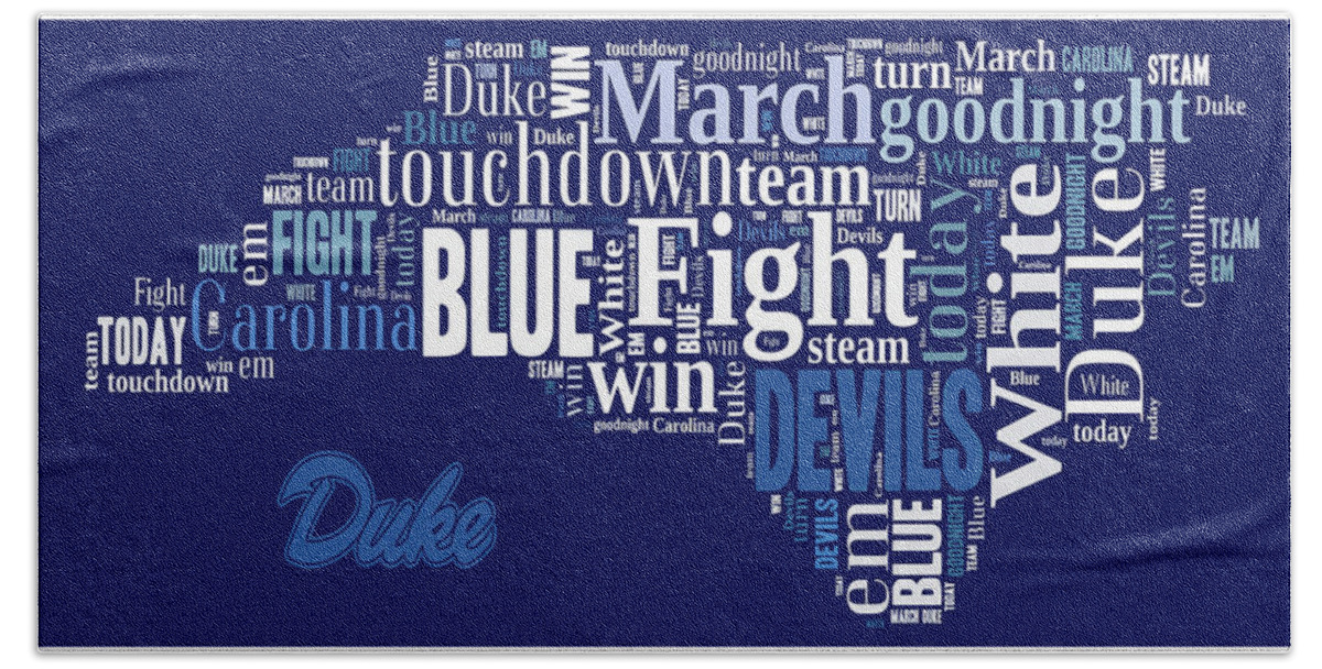 Wright Beach Towel featuring the digital art Fight Fight Blue Devils by Paulette B Wright