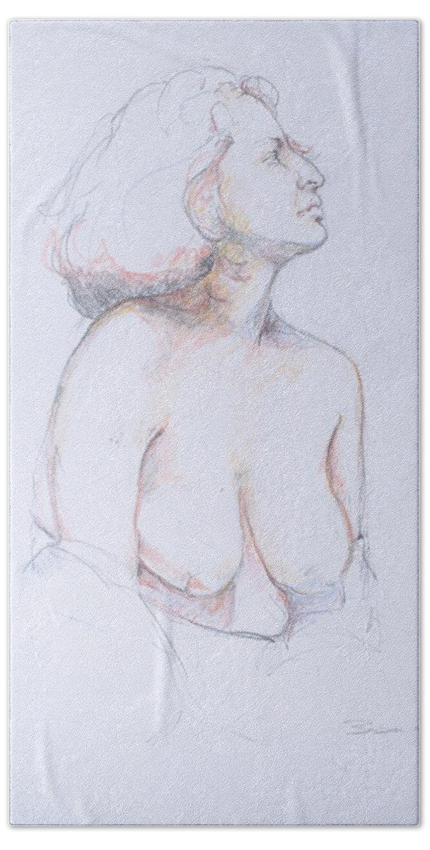  Beach Sheet featuring the painting Figure Study Profile 1 by Barbara Pease