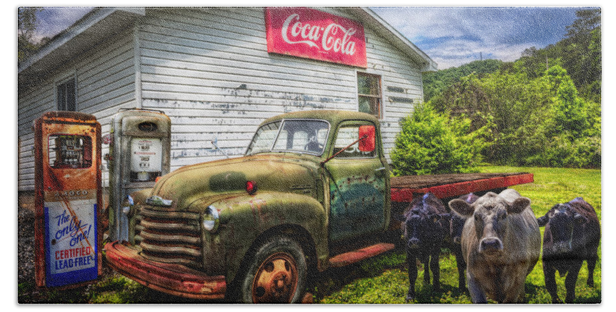 Truck Beach Towel featuring the photograph Fill 'er Up? by Debra and Dave Vanderlaan