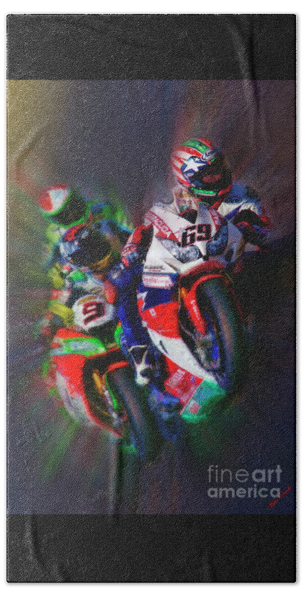2016 Fim Superbike Nicky Hayden Beach Sheet featuring the photograph FIM Superbike Nicky Hayden Leads The Way by Blake Richards