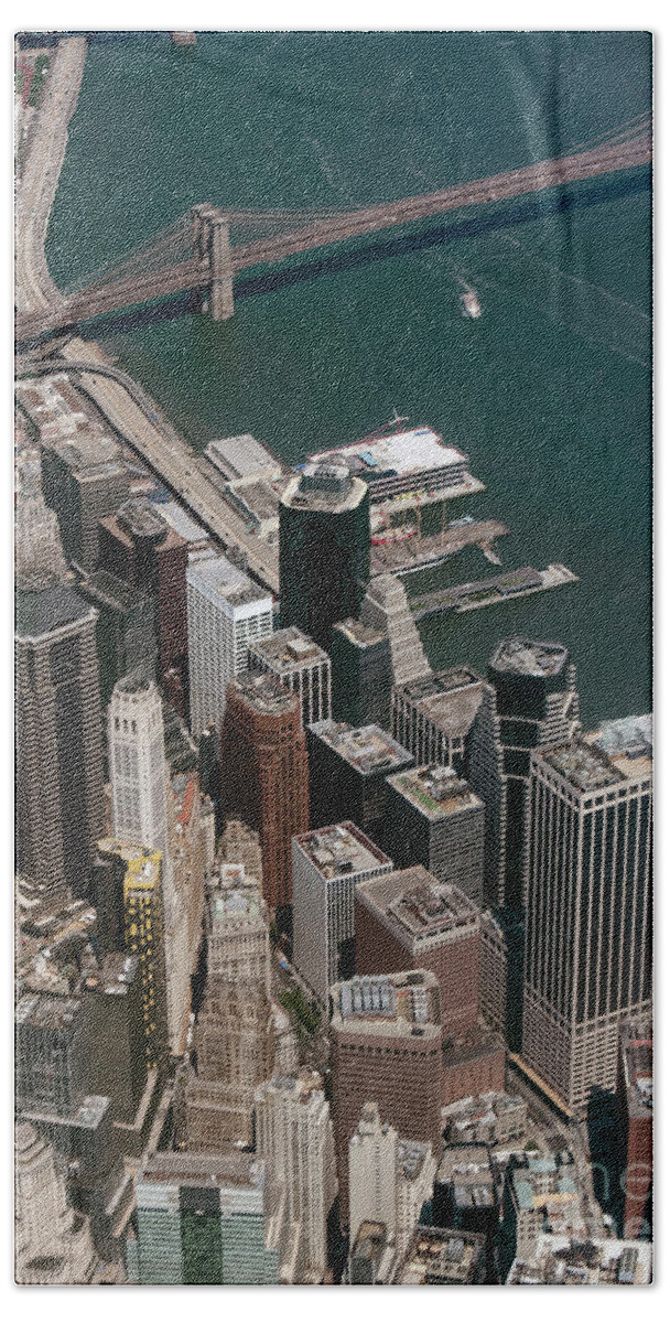 Skyscrapers Beach Towel featuring the photograph Financial District NYC Aerial Photo by David Oppenheimer