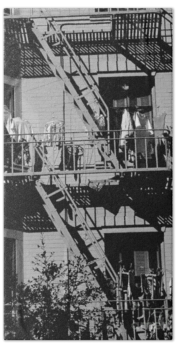 Travel Beach Towel featuring the photograph Fire Escape China Town by Jim Corwin